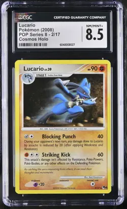 CGC 8.5 Lucario 2008 POP Series 8 2/17 Cosmos Holo Pokemon Card - Image 1