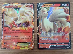 Lot of 2 Pokemon Ninetales Full Art Holo Cards - 2016 EX 13/83 & 2020 V 026/192 - Image 1