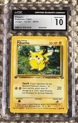 Pokemon Pikachu Jungle 1st Edition CGC 10 GEM MINT - GRADED CARD #60 - Image 1