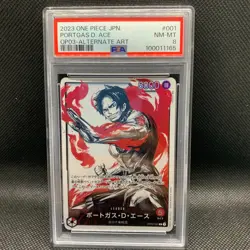 PSA 8 One Piece Card Game Japanese Portgas D. Ace Leader Parallel OP03-001 2023 - Image 3