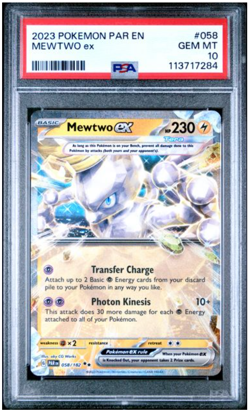 2023 Pokemon Paradox Rift Mewtwo ex #58 - GEM MINT PSA 10 - Image 1