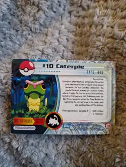 Pokemon TOPPS #10 Caterpie Non-Holo Black Logo MP RARE TV Animation Edition - Image 2