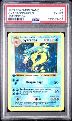 1999 POKEMON BASE SET 1ST EDITION #6 GYARADOS-HOLO PSA 6 - Image 1