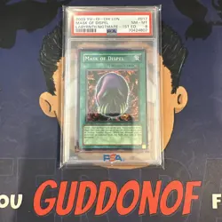 PSA 8 NM-MINT 2003 YU-GI-Oh! Labyrinth of Nightmare MASK OF DISPEL 017 1st Ed - Image 1