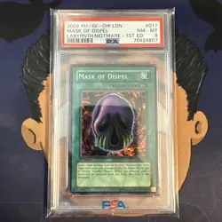 PSA 8 NM-MINT 2003 YU-GI-Oh! Labyrinth of Nightmare MASK OF DISPEL 017 1st Ed - Image 2