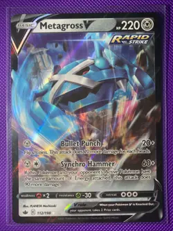 METAGROSS V 112/198 Chilling Reign Pokemon card - Ultra Rare Half Art LP - Image 1
