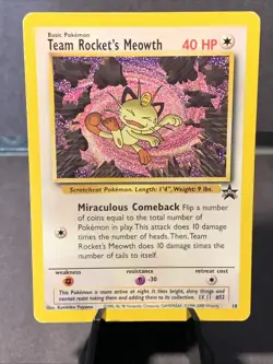 Pokemon TCG Team Rocket's Meowth #18/53 Black Star Promo Card WOTC VTG - Image 1