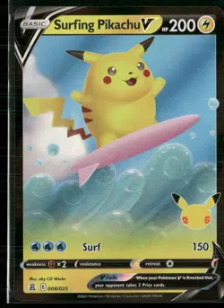 2021 Pokemon Celebrations #008/025 Surfing Pikachu V - Image 1