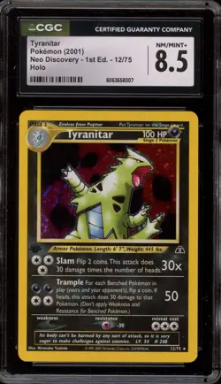 Pokemon Tyranitar Neo Discovery 1st Edition Holo Rare #12 CGC 8.5 - Image 1