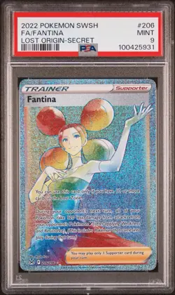 2022 POKEMON SWORD & SHIELD LOST ORIGIN 206 FULL ART/FANTINA SECRET PSA 9 - Image 1