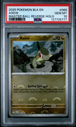 2025 POKEMON BLK EN-BLACK BOLT MASTER BALL REVERSE HOLO #068 AXEW PSA 10 - Image 1