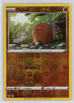 Pokemon TCG Diglett Sword & Shield Base 092/202 Reverse Holo Common - Image 1