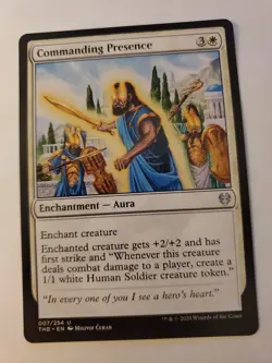 MTG Magic The Gathering Card Commanding Presence Enchantment Aura White 2020 - Image 1