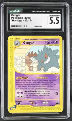 CGC 5.5 Gengar 2003 Skyridge 10/144 Pokemon Card - Image 1