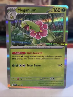 Pokemon Card Meganium 001 Black Star Promo Mega Evolution Prerelease Stamped - Image 1