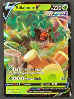 Pokemon Rillaboom V 022/264 FST Fusion Strike NM - Image 1