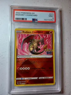 PSA 9 Mint Pokemon Go Radiant Charizard #011 Full Art Holo - Image 1
