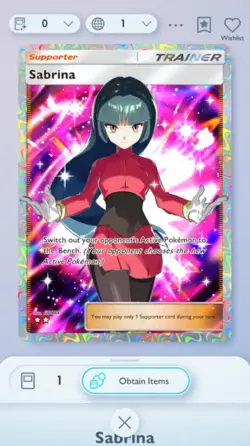 Pokemon TCG Pocket Sabrina Full Art Genetic Apex Trade 2 Star ?? (English) - Image 1