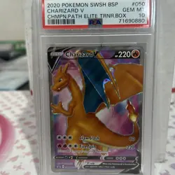 2020 Pokemon SWSH BSP Charizard v Champion's Path ETB Promo #050 PSA 10 - Image 1
