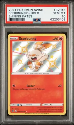 2021 POKEMON SWORD & SHIELD SHINING FATES #SV015 SCORBUNNY-HOLO PSA 10 - Image 1