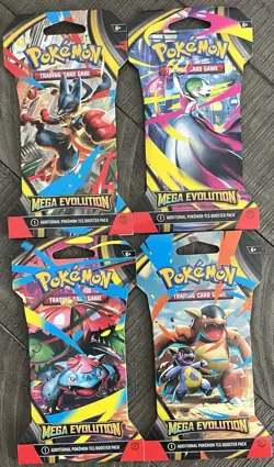 Pokemon TCG Mega Evolution Sleeved Booster Pack Full Art Set Of 4 New 2025 - Image 1