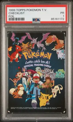 PSA 1 PR Checklist Foil 1999 Topps Pokemon POOR - Image 1