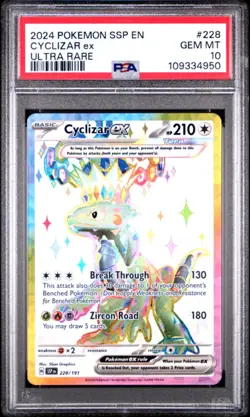 2024 POKEMON SSP EN-SURGING SPARKS ULTRA RARE #228 CYCLIZAR EX PSA 10 - Image 1