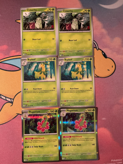 Pokemon TCG Playset - 2x Chikorita + 2x Bayleef + 2x Meganium Mega Evolution - Image 1