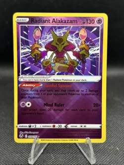 Pokemon Radiant Alakazam 059/195 Silver Tempest Ultra Rare Holo 2022 Card NM* - Image 1