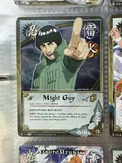 Naruto CCG Might Guy Card Unstoppable Blue Beast Edition Rare Foil - Image 1