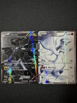 Pokemon TCG Reshiram 113/114 Zekrom 114/114 Black and White Holo Card Full Art - Image 1