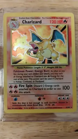 Pokemon TCG Charizard Base Set Holo Unlimited Rare Card 4/102 LP to mp - Image 1