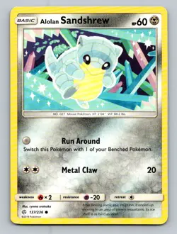 2019 Pokemon Card Cosmic Eclipse Alolan Sandshrew 137/236 - Image 1