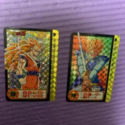 Dragon Ball Carddass Kira Card Set 154 155 Goku Super Saiyan 3 Vegeta Used - Image 1