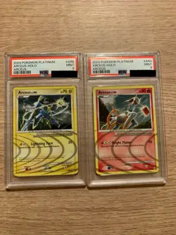 2 x PSA 9 Arceus AR3 & AR6 Secret Rare Platinum Arceus Holo Pokemon Card - Image 1