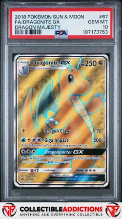 2018 Pokemon Sun & Moon Dragon Majesty #67 Dragonite Gx Dragon Majesty PSA 10 - Image 1