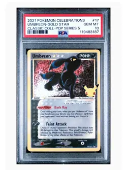 2021 POKEMON CELEBRATIONS CLASSIC COLL #17 UMBREON-GOLD STAR PSA 10 - Image 1