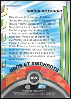 Carte Pokemon Sacha Ketchum HV1 TOPPS Serie 2 Francais - Image 2