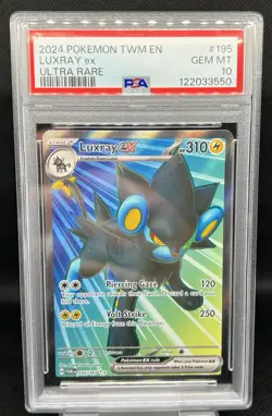 2024 POKEMON TWM EN-TWILIGHT MASQUERADE #195 LUXRAY EX ULTRA RARE - PSA 10 - Image 1