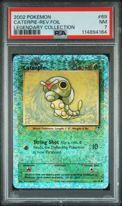 PSA 7 NM Caterpie Reverse Holo 69/110 Pokemon 2002 Legendary Collection 7130 - Image 1