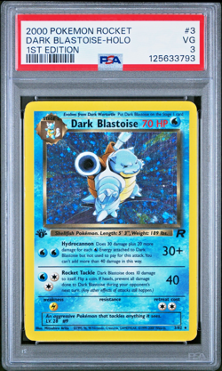 SWIRL PSA 3 1ST EDITION 2000 Team Rocket Dark Blastoise 3/82 Holo Foil Pokemon - Image 1