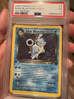 SWIRL PSA 3 1ST EDITION 2000 Team Rocket Dark Blastoise 3/82 Holo Foil Pokemon - Image 3