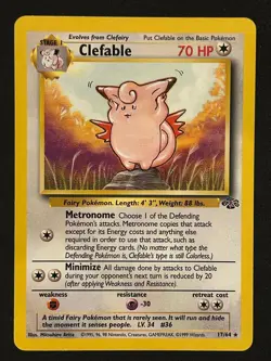 1999 Pokemon, Jungle, #17/64 Clefable, Rare - ⭐MP⭐ - Image 1