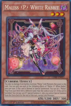 Yugioh Maliss P White Rabbit - CRBR-EN015 - Collector's Rare 1st Edition - Image 1