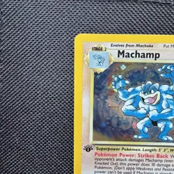 Machamp 8/102 1st Edition Cosmos Holo Base Set Pokemon Card SWIRL nm unplayed - Image 2