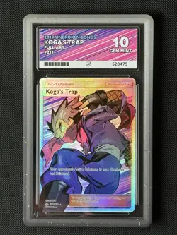 ACE 10 Koga's Trap 211/214 Full Art Pokemon Card SM Unbroken Bonds GEM MINT - Image 1
