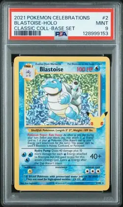 PSA 9 2021 Pokemon Celebrations Classic Blastoise Holo #2/102 Mint Pokemon Card - Image 1