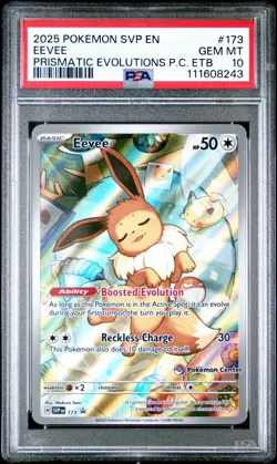 EEVEE 173 PSA 10 PRISMATIC EVOLUTIONS ETB PROMO RARE POKEMON CENTER CARD ENGLISH - Image 1