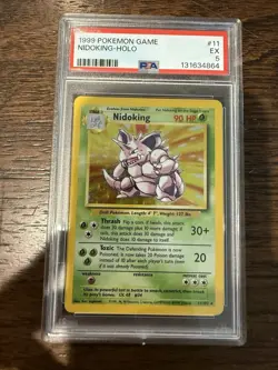 1999 Pokemon Game Base Set Nidoking Holo Card 11/102 PSA 5 - Image 3