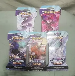 Chilling Reign Sleeved Pokemon Tcg Booster Packs - Complete Full Art Set - Image 1